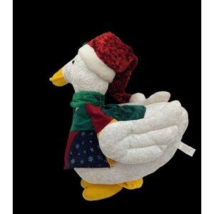 vintage Sun point‎ Co Holiday Chicken plush Santa Hat White red 12 inch holly